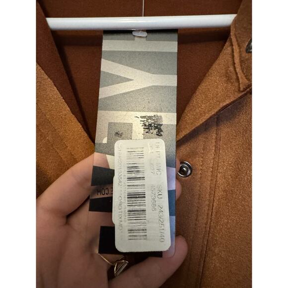 HYFVE Faux Suede Oversized Shacket Brown Button Down Jacket Women’s Small NWT - Picture 6 of 8